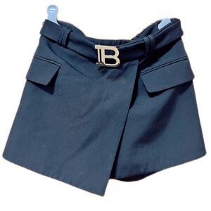 🚩steal authentic Balmain Navy Women's Skorts with Logo Belt